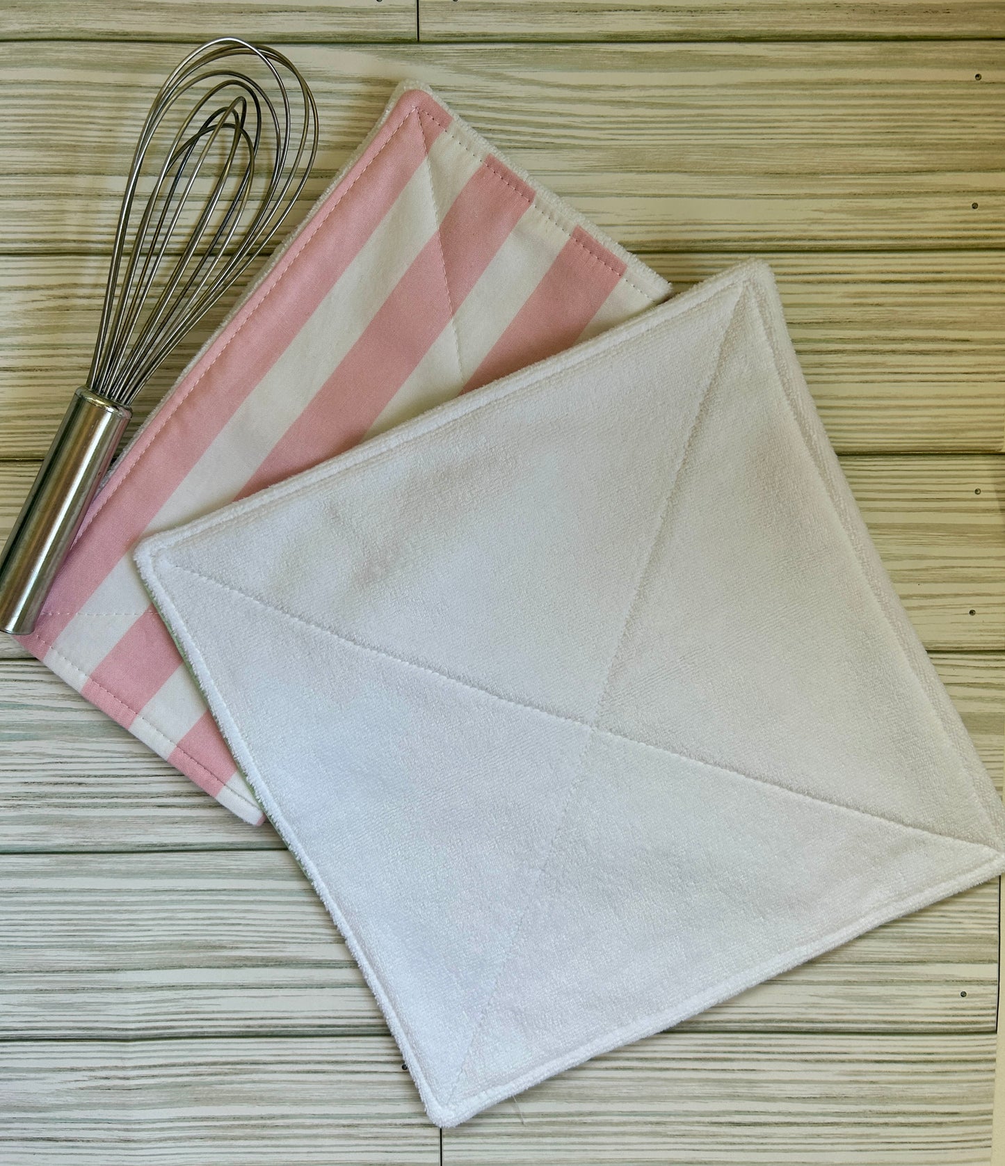 Quilted Dish Cloth Set of 2 | 100% Cotton & Soft Microfiber