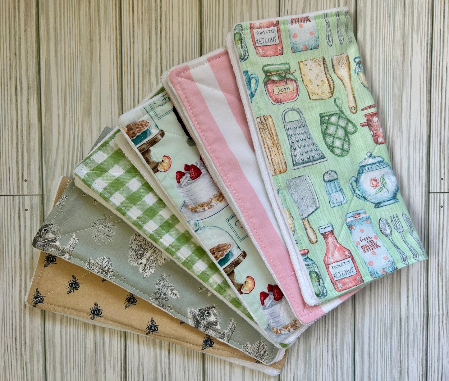 Quilted Dish Cloth Set of 2 | 100% Cotton & Soft Microfiber