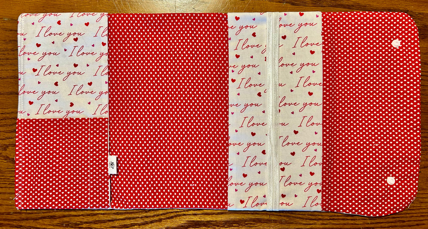 "I Love You" Book Cover with Snap Closure