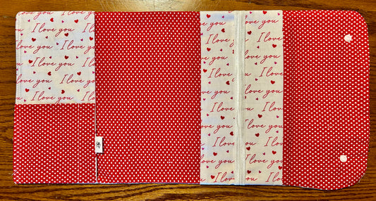 "I Love You" Book Cover with Snap Closure