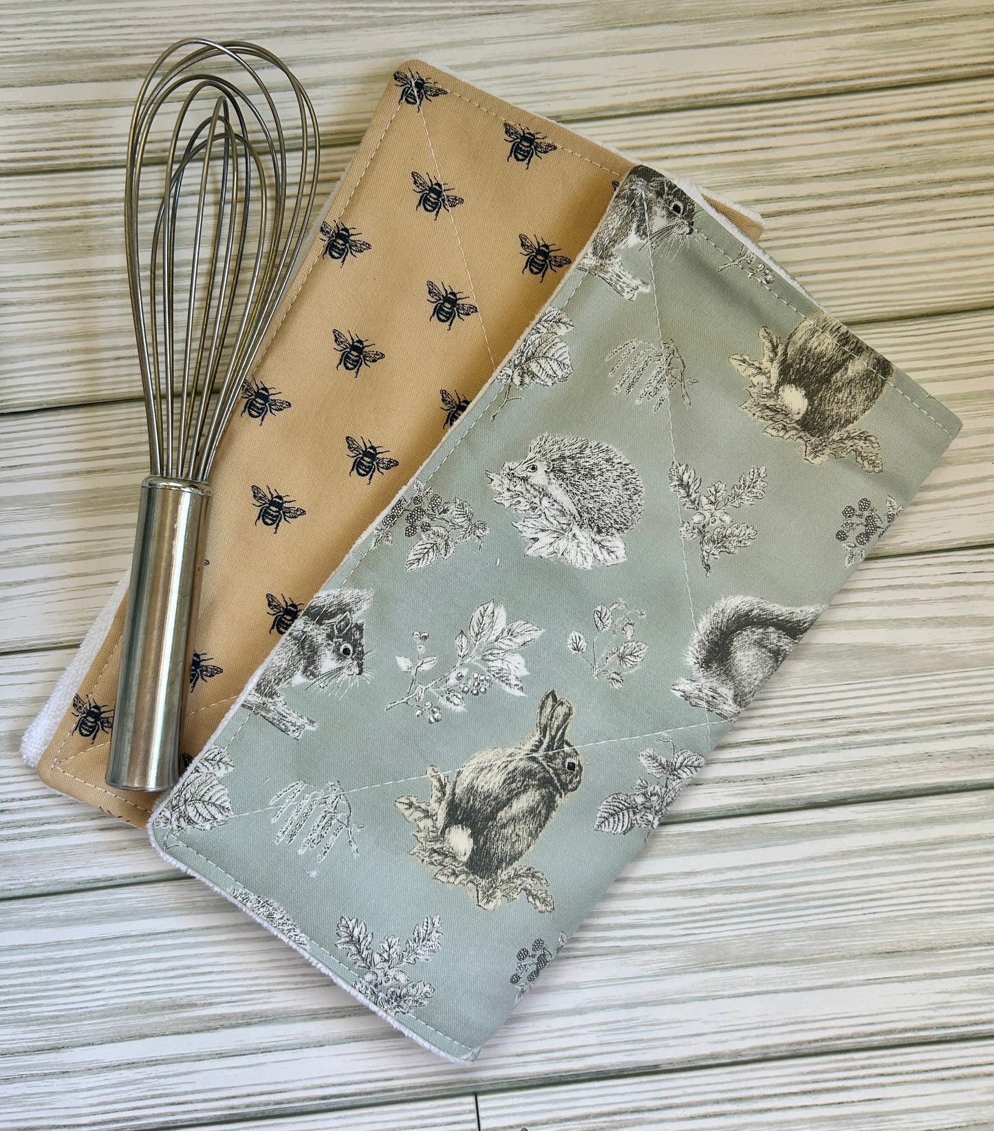 Quilted Dish Cloth Set of 2 | 100% Cotton & Soft Microfiber