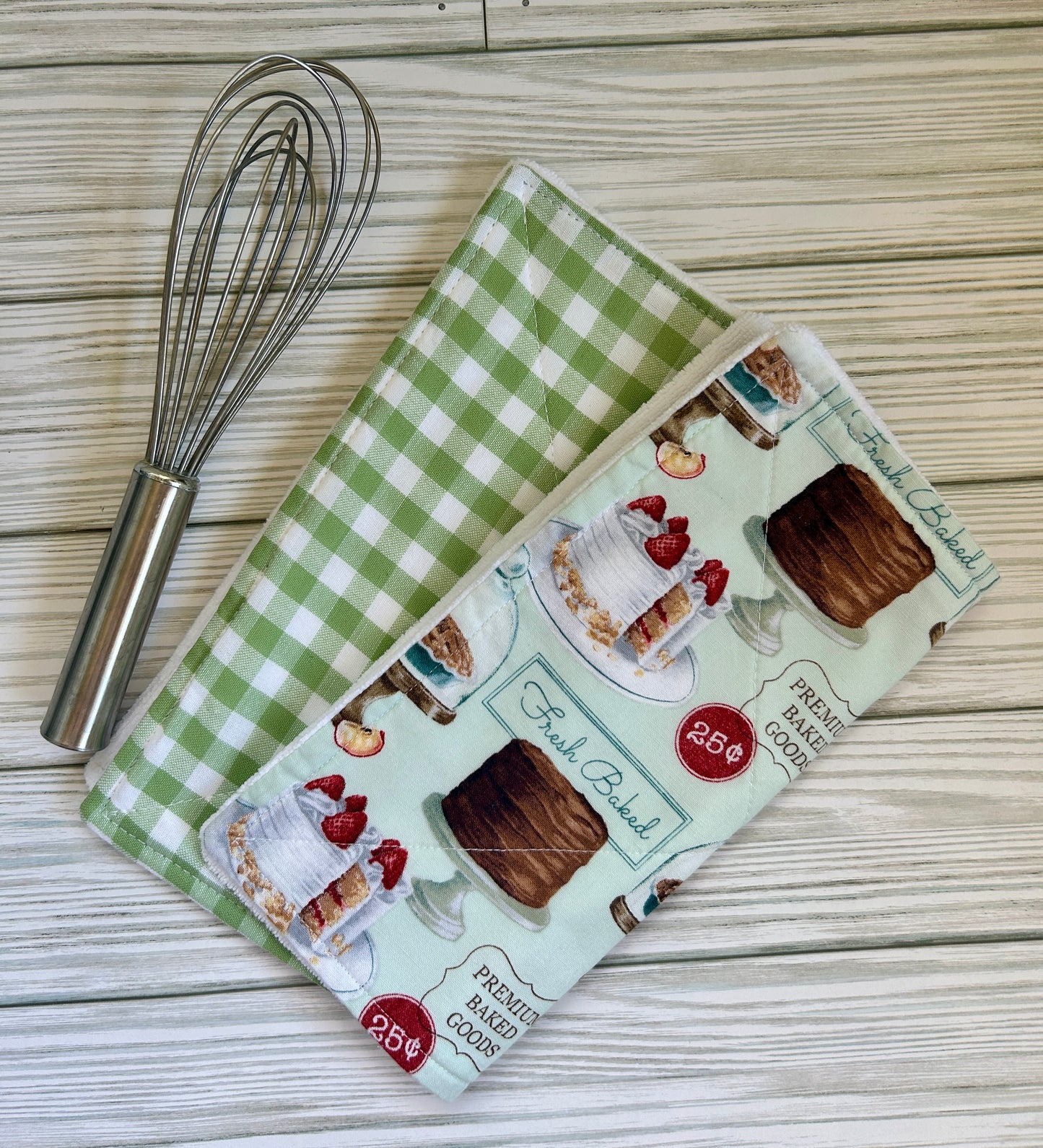 Quilted Dish Cloth Set of 2 | 100% Cotton & Soft Microfiber