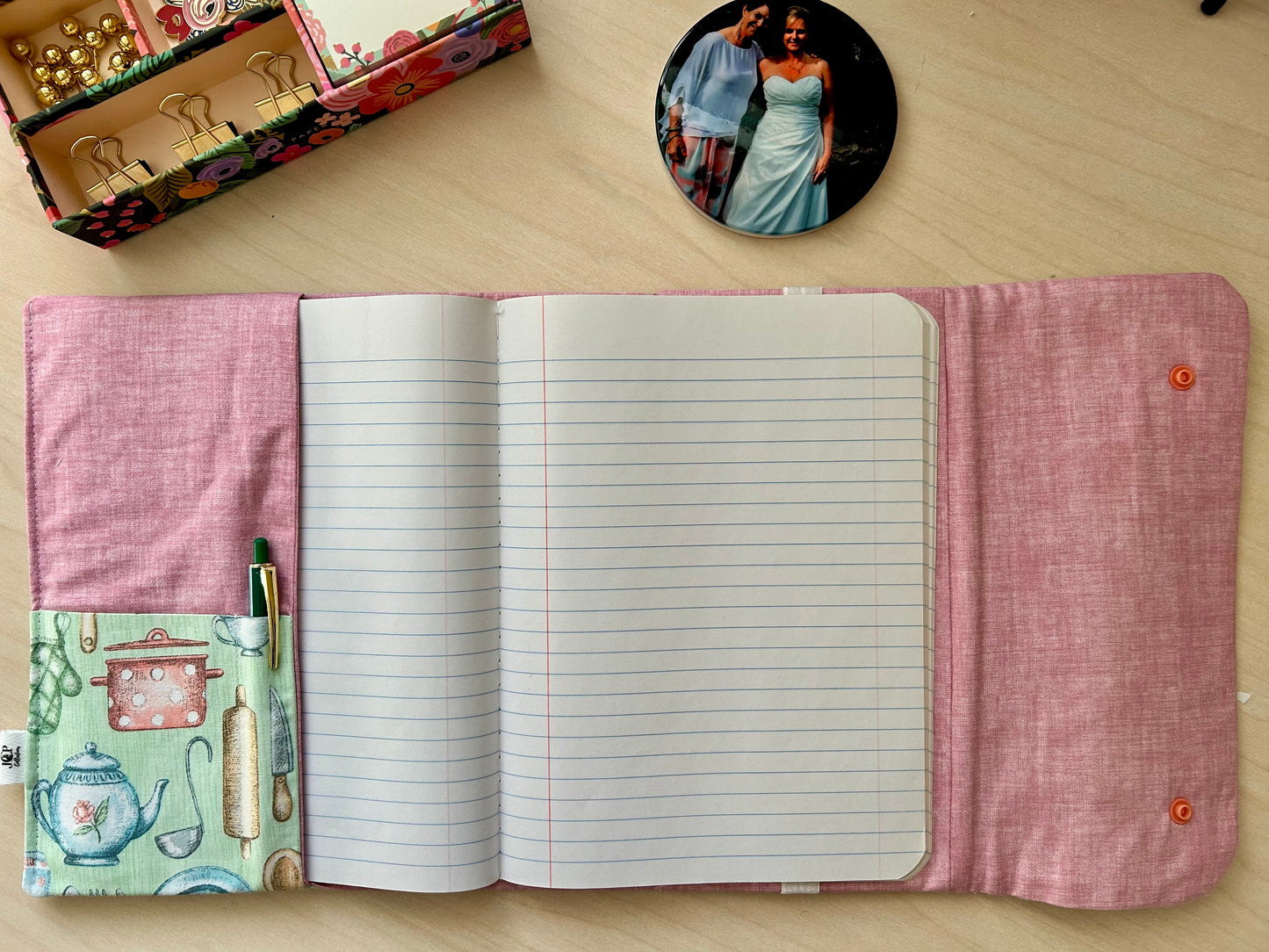 The Cook's in the Kitchen Book Cover with Snap Closure